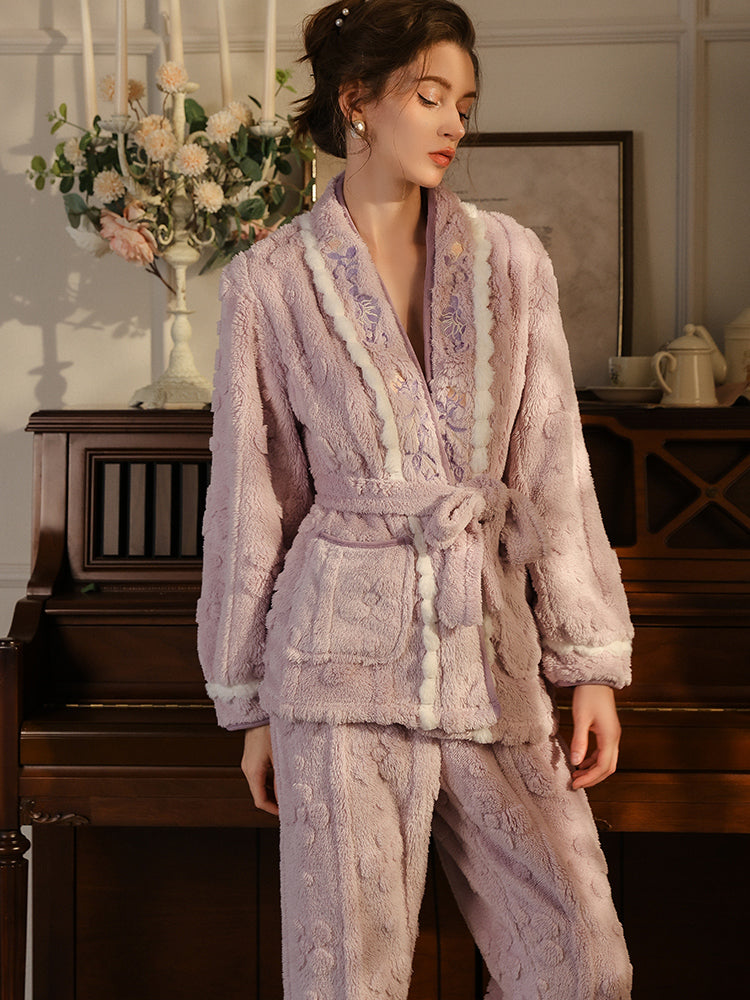 Soft Warm Velvet Pajama Set for Winter