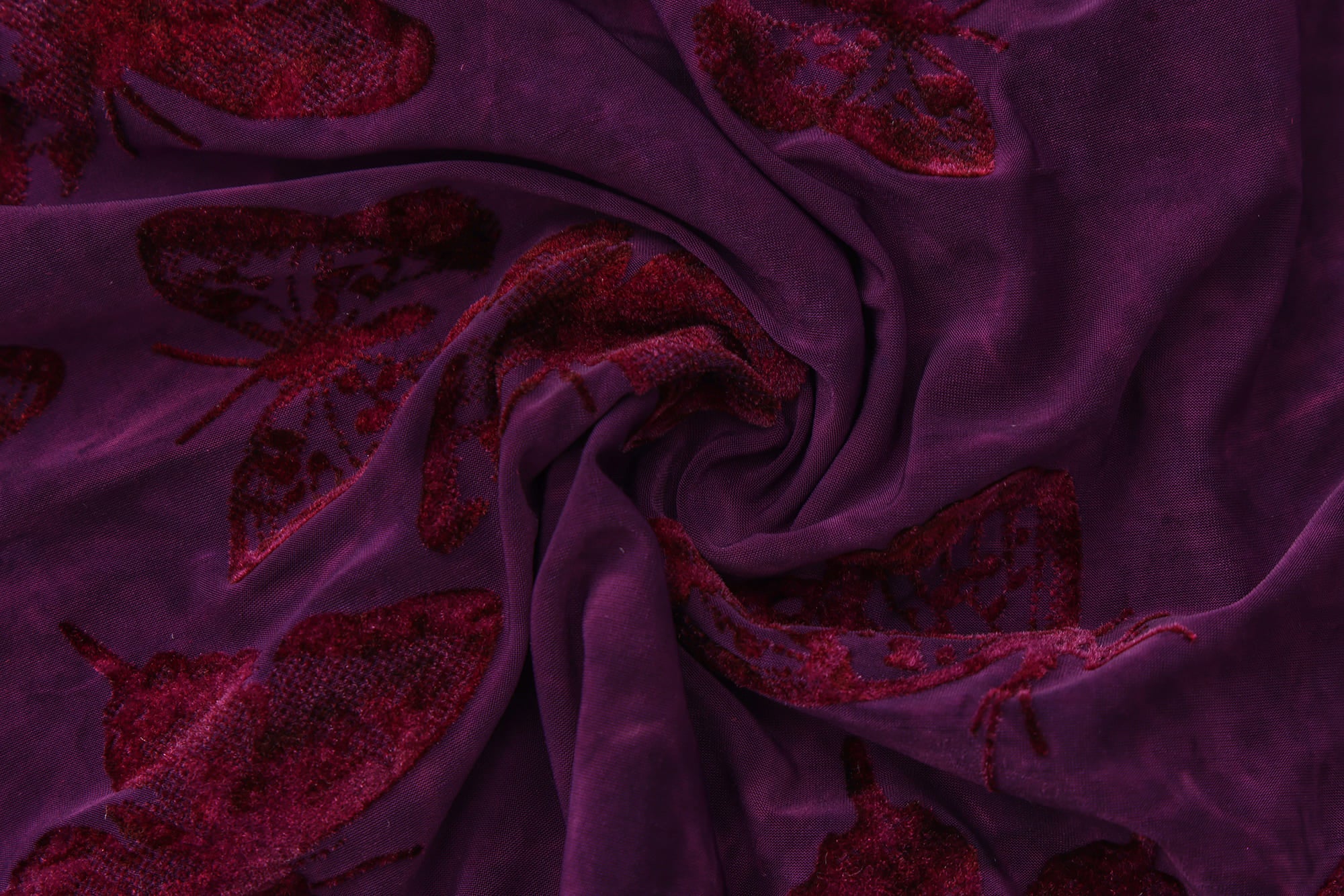 Butterfly Flocked Lace Panel Chemise with Open Back