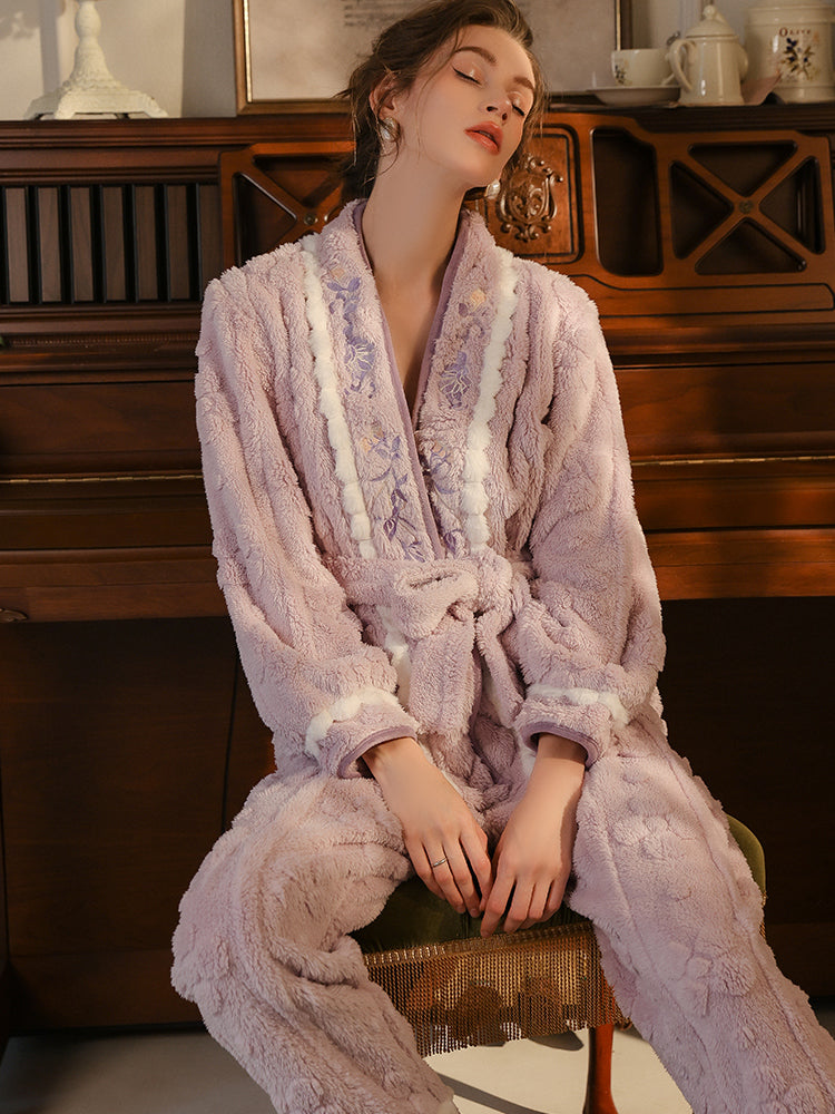 Soft Warm Velvet Pajama Set for Winter