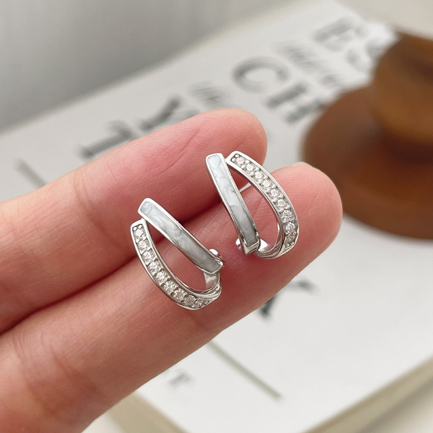 Drip-glazed Micro-pave Stud Earrings