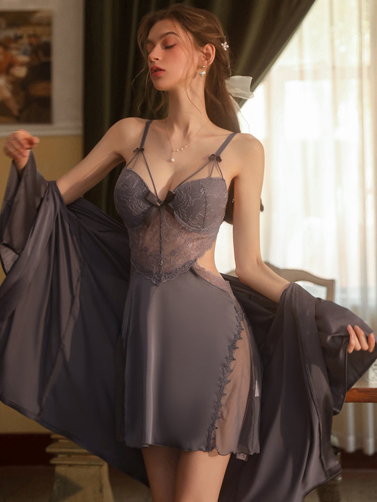 Silky Satin Chemise Lace-Trimmed Sleepwear