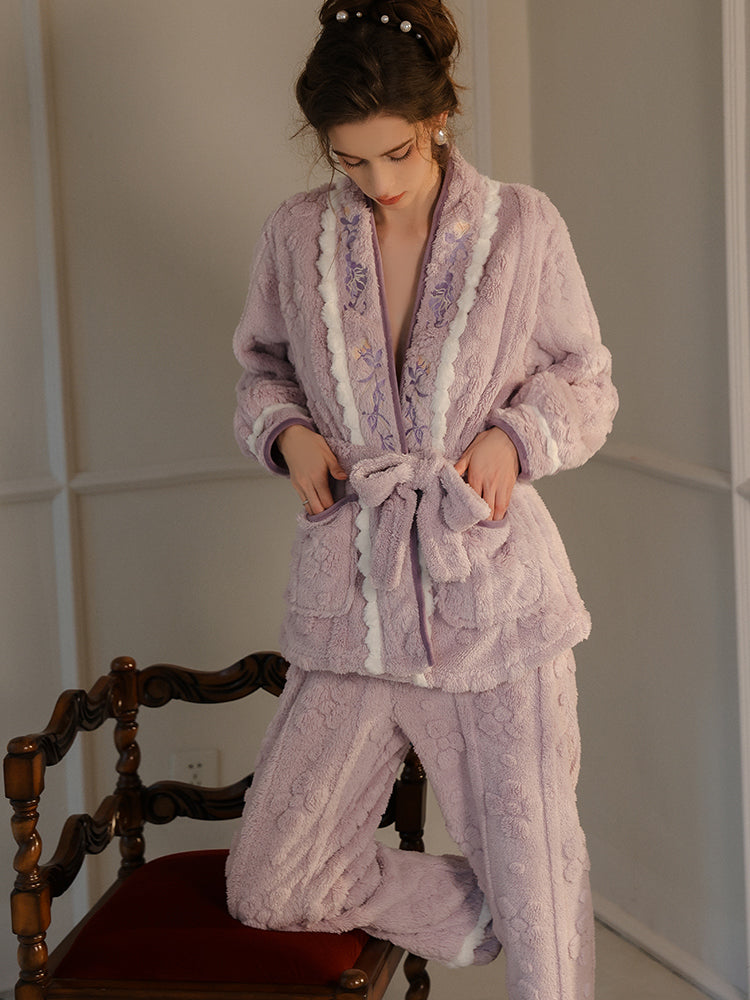 Soft Warm Velvet Pajama Set for Winter